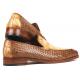Paul Parkman "6319BJ53" Beige Genuine Crocodile / Woven Leather Loafer Shoes.